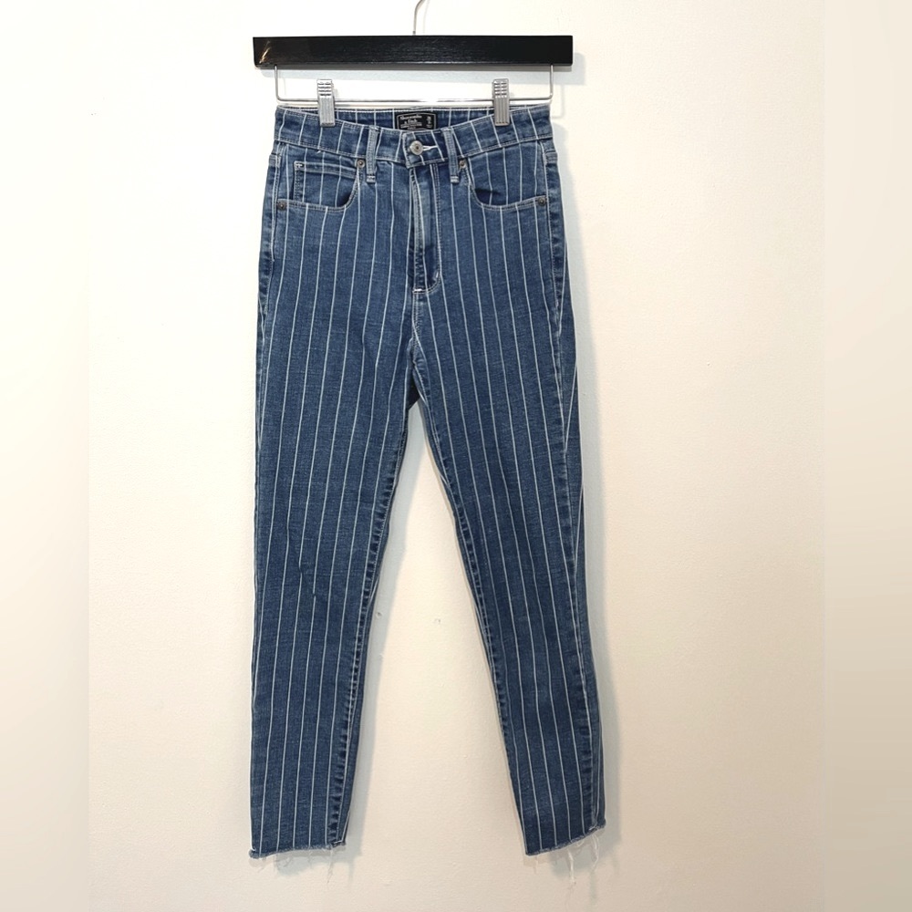 Abercrombie High Rise Pinstripe Ankle Jeans
